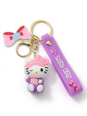 Hello Kitty Bow Key Chain Bag Charm Purple Large